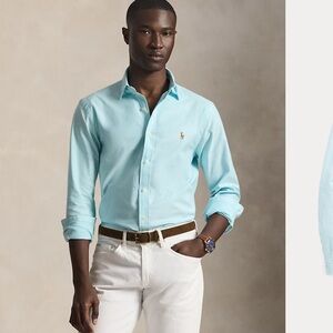 Polo Ralph Lauren Slim Fit Oxford Shirt in Light Aqua Blue Size S 100% Cotton